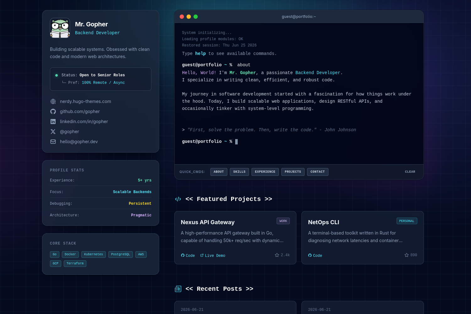 Nerdy Hugo theme preview